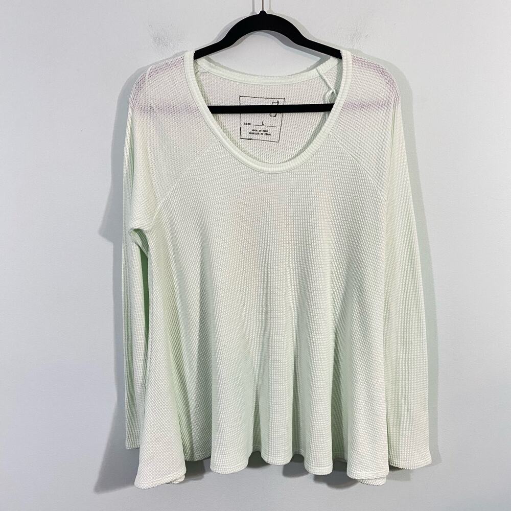 We The Free Women's Light Green Waffle Knit Oversized Sweater Top Size L